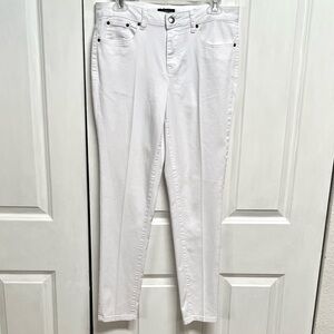 Elegant White Skinny Jeans for Women Mid Rise Size 8 Ankle Crop